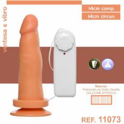 PROTESE 14X14CM COM VIBRO SEM ESCROTO COM VENTOSA AEE PELE (