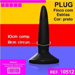 PLUG ANAL SEM VIBRO AEE FINCO COM ESTRIAS PRETO (PLUG07) -