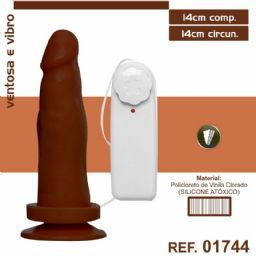 PROTESE 14X14CM COM VIBRO SEM ESCROTO COM VENTOSA AEE MARROM