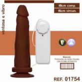 PROTESE 18X15CM COM VIBRO SEM ESCROTO COM VENTOSA AEE MARROM