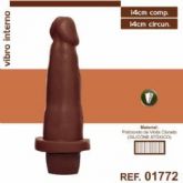PROTESE 14X14CM COM VIBRO SEM ESCROTO SEM VENTOSA AEE MARROM
