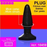 PLUG ANAL SEM VIBRO AEE CONICO COM ESTRIAS PRETO (PLUG06) -
