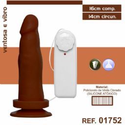 PROTESE 16X14CM COM VIBRO SEM ESCROTO COM VENTOSA AEE MARROM