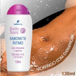 SABONETE INTIMO NATUBELLY BANHO SUAVE 130ML MORANGO C/ CHAM