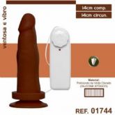 PROTESE 14X14CM COM VIBRO SEM ESCROTO COM VENTOSA AEE MARROM