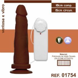 PROTESE 18X15CM COM VIBRO SEM ESCROTO COM VENTOSA AEE MARROM