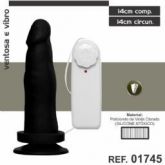 PROTESE 14X14CM COM VIBRO SEM ESCROTO COM VENTOSA AEE PRETO